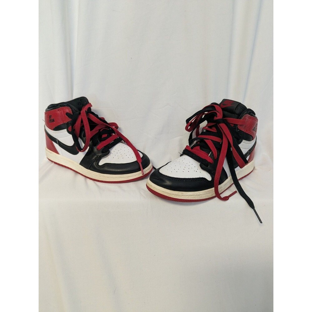 Nike Sky Jordan 1Y Red Black White Sz Y1 VGUC Black Red Laces